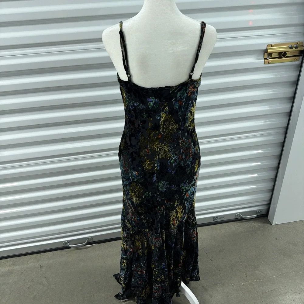 Vtg Newport News Velvet Burnout Maxi Dress Womens 10 Cowl Mermaid Witchy 90s y2k